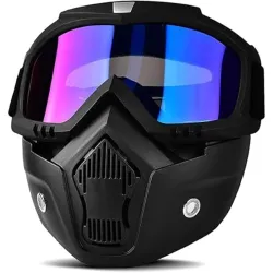 Sounce Anti Scratch Goggle Bike Mask, UV Protective Open Face & Eyewear Windproof Dirt Shield Adjustable Strap Soft Foam Padded Detachable for Cycling Bike Off Road Racing Riding Unisex - Ra...