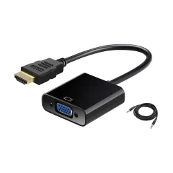 Sounce HDMI to VGA Gold-Plated 1080P Active Adapter Converter with Audio & Micro USB Cable (Black)