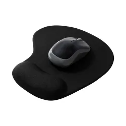 Sounce Mouse Pad, Ergonomic Mouse Pad with Comfortable Gel Wrist Rest Support and Lycra Cloth, Non-Slip PU Base for Easy Typing Pain Relief, Durable and Washable, Classic (Black)