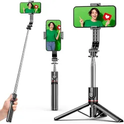 Sounce Selfie Stick with Tripod Stand, Aluminum 360 Degree Rotatable Bluetooth Selfie Stick 45 inches Tripod for Vlogging, Live Stream, and Video Compatible with Mobile, iPhone, GoPro, Camer...