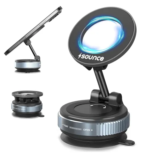 Image of Sounce Universal Magnetic Phone Mount with 360° Rotation and Cup, Designed for Hands-Free Use in Cars, Home Gyms, Mirror