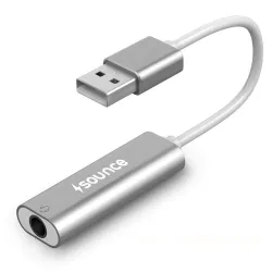 Sounce USB to 3.5mm Female Adapter, USB Headphone Audio Jack External Stereo Sound Cable Cord Splitter for MacBook, Laptop, Linux, PS4, Headset - Grey