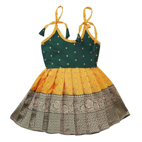 Image of South Indian Traditional Pattu Pavadai Tapeta Silk Lehenga Choli