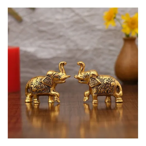 Image of SP Handicrafts Metal Elephant Sculptures, set of 2