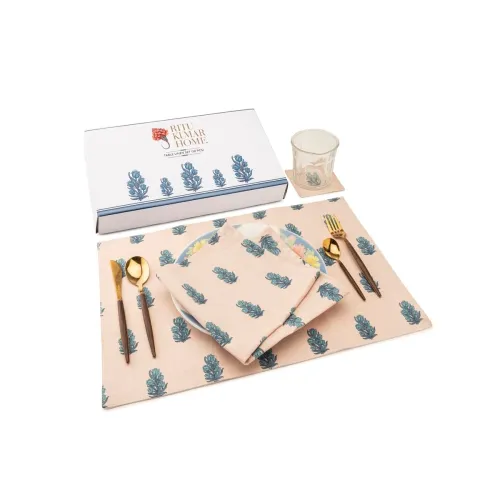 Image of Spaces Home Table Linen Set of 12 Jalmahal Design Gifting Set by Welspun