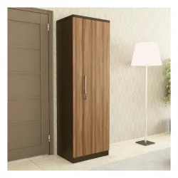 Spacewood Ken Wardrobe | 3 Year Warranty | Almirah, Cupboard, Almari, 1 Door Wardrobe, 1 Hanging Space|Engineered Wood| Walnut Bronze