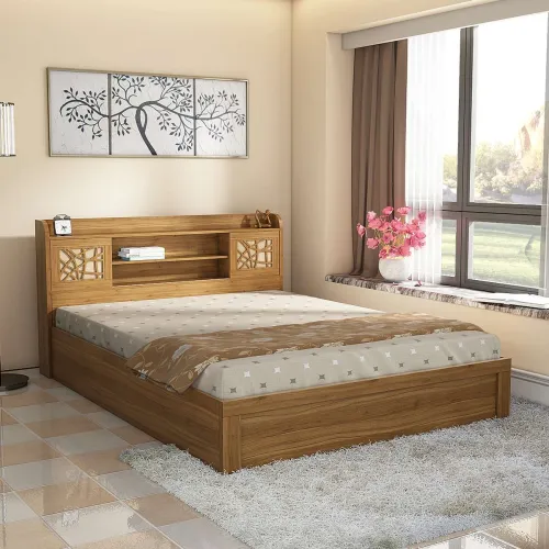 Image of SPACEWOOD Engineered Wood King Box Bed,