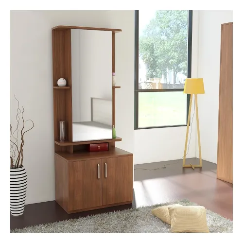 Image of Spacewood Dressing Table | Ora | 3 Year Warranty | 5 Shelves & 2 Shutter Storage, Vanity Table for Bedroom, Living Room,