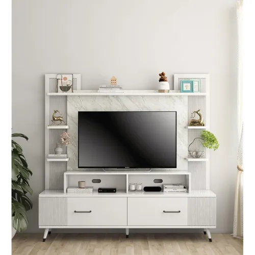 Image of Spacewood Wall Unit | Alpine | 3 Year Warranty |Wall Unit Freestanding, TV Unit