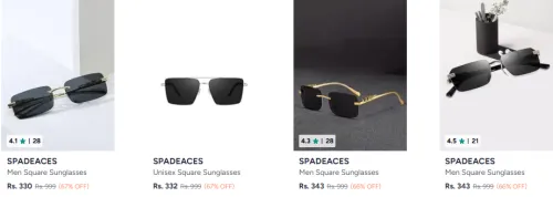 Image of Spadeaces Men Square Sunglasses Up to 60% Discount