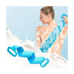 SPAREQUE Silicone Bath Body Brush, Exfoliating Long Body Back Scrubber for Shower h Soft Bristles for Men and Women, Improves Blood Circulation, Skin Health
