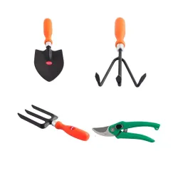 Spartan Gardening Tools Combo of Pruner, Trowel Large, Fork and Cultivator (Multicolour, 4 Pieces)