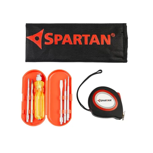 Image of Spartan 5 In 1 Screwdriver Kit with 5m x 19mm Zest Steel Measuring Tape | Unbreakable ABS Case, Easy Lock Button | DIY, 