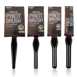 Spartan Wall Paint Brush | Nylon/Polyester Material | Blend Double Thickness, Triple Boiled Bristles Paint Brush 100 MM+ 75 MM +50MM+25MM, Long Bristles (Set of 4, Black)