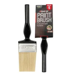 Spartan Wall Paint Brush 75mm Super Sturdy Bristles | Professional Brush Set & Wooden Handle, Trim Paint Brush for Wall 