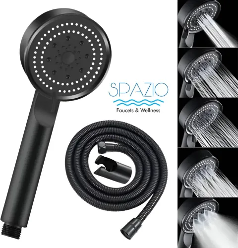 Image of Spazio HS-2 High Pressure Hand Shower Set (Black)