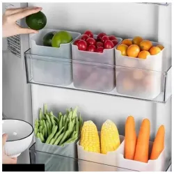 SPECIFY 4 Fridge Multipurpose Containers - Space-Saving Refrigerator Side Door Organizer for Kitchen Fruits, Vegetables - Transparent Storage Boxes