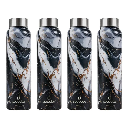Image of Speedex Stainless Steel Printed Water Bottle 1 Ltr 1000 ml (Set of 4)