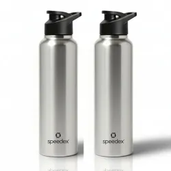 Speedex Stainless Steel Water Bottle 1 Ltr, Leak Proof Sipper Cap, BIS Approved 1000 ml Metal Bottle For Daily, Office, School, Gym, Travel Use for Men, Women, Kids, Adults, Silver, Set of 2