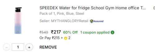 Image of SPEEDEX Water for fridge School Gym Home office Travel Boys Girls 1000 ml Bottle 