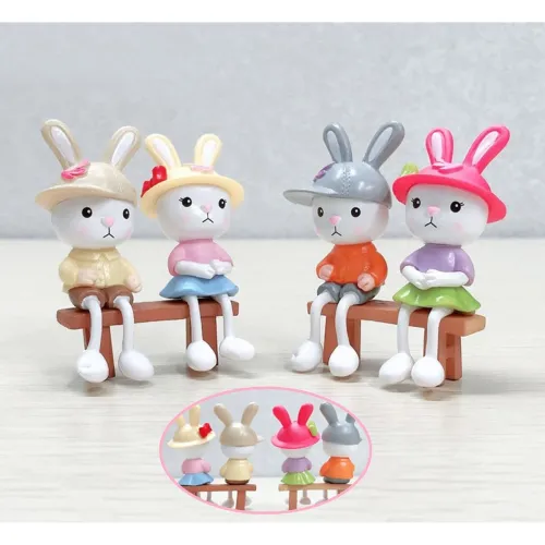 Image of Spiaty Bunny Wearing a Hat (Small, Multi, Set of 4)