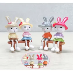 Spiaty Bunny Wearing a Hat  (Small, Multi, Set of 4)