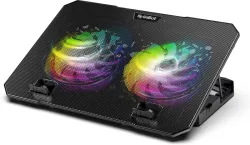 SpinBot AirFlow X10 |2 Fans|RGB Lights|Speed Slider|Metal Body| 2 Fan Ergonomic Cooling Pad with Adjustable Height (Black)