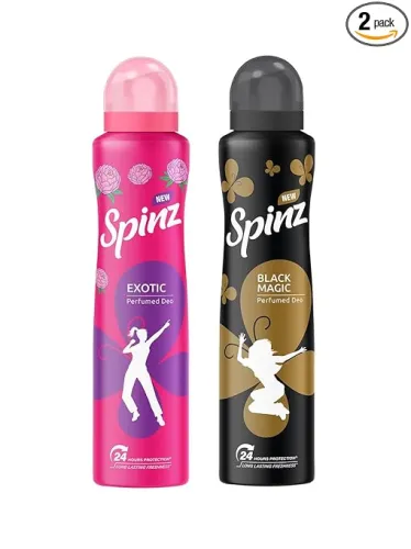 Image of SpinZ New Exotic & Black Magic Aerosol Perfumed Deo For Women, Long Lasting Freshness,200Ml X 2 (Pack Of 2)
