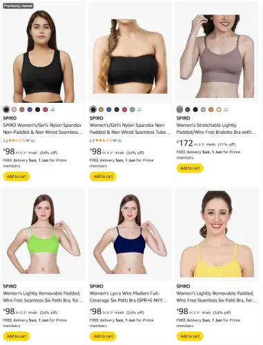Image of SPIRO Women’s Seamless Sports Bra @ Start ₹98