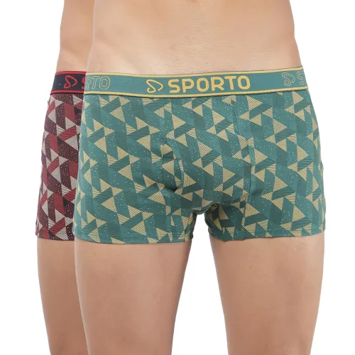 Image of sporto Cotton Printed Trunks for Men's Combo Pack of 2 