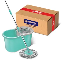 Spotzero by Milton Mini Spin Mop with Puller Handle, Bucket Floor Cleaning and Mopping System 360° Flexible