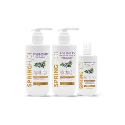 Image of Spring H2O Rosemary Hair Growth Combo (Shampoo 250ml + Conditioner 250ml + Hair Oil 200ml) | Hair Fall Control Kit with 