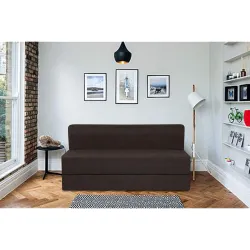 Springtek King Size Sofa Cum Bed-72x72 inch (Foam & Jute Fabric, Brown)