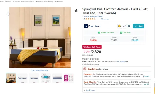 Image of Springwel Dual Comfort Mattress Bed, Size(75x48x6)