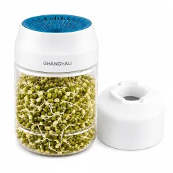 Sprout Maker Jar 1L with Drain Lid & Stand, BPA Free Plastic Sprouting Jar for Moong, Chana, Matki, Beans & Seeds, Easy Drainage Reusable Kitchen Sprouter for Home