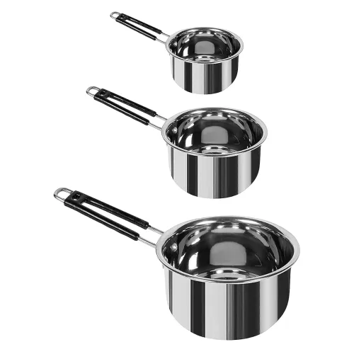 Image of Sprucezone Stainless Steel Sauce Pan Set (28 cm, 1L + 1.5L + 2L, Induction Bottom)