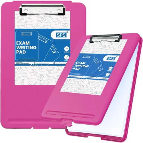 Image of SPS Exampad A4 Plastic Clipboard with Built-in Storage and Pen Holder - Ideal for School, Office, Travel - Perfect for S