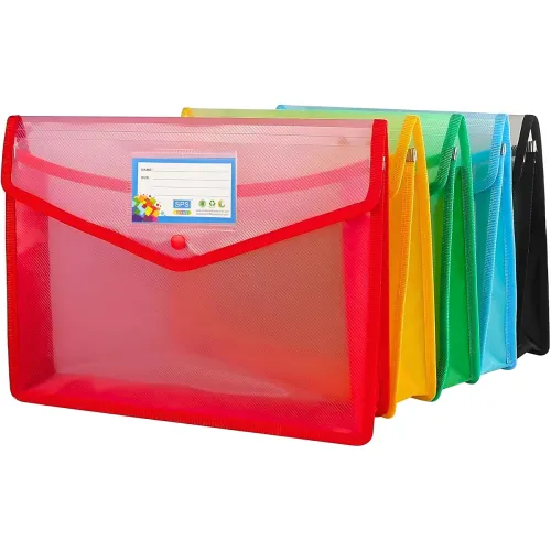 Image of SPS Transparent A4 File Folders with Snap Button – Set of 5