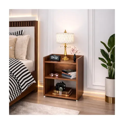 Image of SPYDER CRAFT 2 Tier Engineered Wood Bedside Table for Bedroom