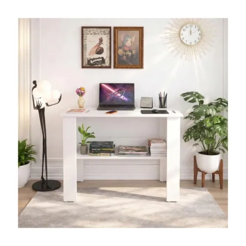Image of SPYDER CRAFT Modern Specio Engineered Wood Study Table with Storage Shelf | Clean Minimalist Computer Desk for Home, Off