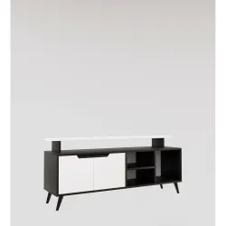 SPYDER CRAFT Rhodium Engineered Wood TV Cabinet with Book Shelves & Decor Display Unit 