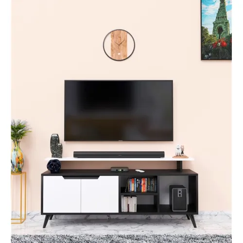 Image of SPYDER CRAFT Rhodium Engineered Wood TV Unit & Entertainment Stand