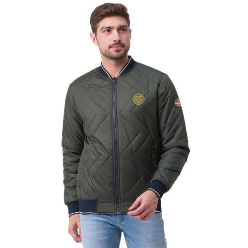 Image of Spykar Charcoal Grey Mint Green Polyester Full Sleeve Casual Jacket