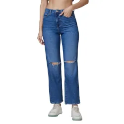 Spykar High Rise Straight Fit Blue Jeans for Women