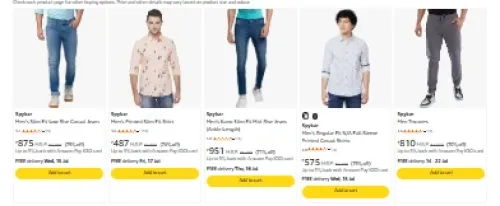 Image of Spykar Men Fashion Clothes Minimum 70% Discount