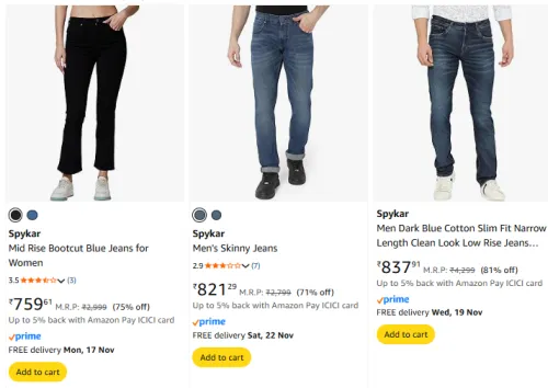 Image of Spykar Men Jeans Minimum 70% Discount