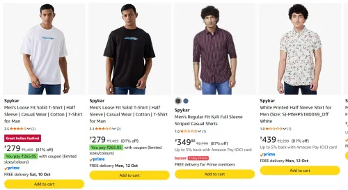 Image of Spykar Men Shirt at minimum 80% Discount