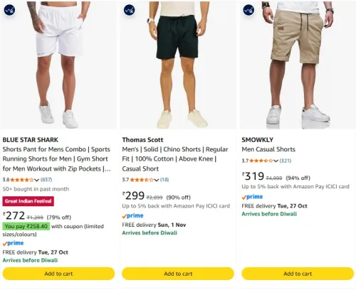 Image of Spykar Men Shorts at minimum 72% Discount