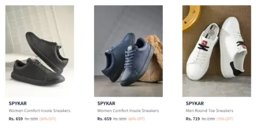 Image of SPYKAR Men Textured Comfort Insole Lace-Ups Sneakers Starting Price @₹659