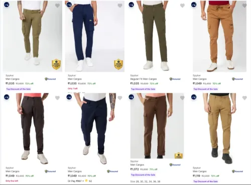 Image of Spykar Men's Cargos at minimum 70% Discount